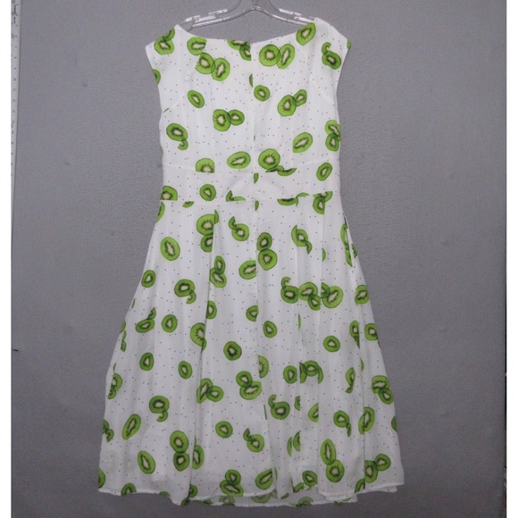 Eshakti Dress‎ XL Kiwi Prink Empire Waist Pleat Crepe Flowy Pockets Novelty Boho - Picture 2 of 14